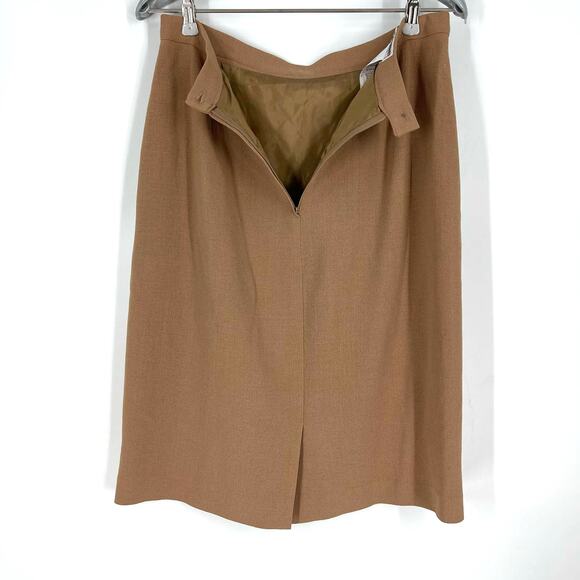 Giorgio Armani 100% Wool Brown Pencil Skirt Size 12 Made In Italy - Picture 6 of 9